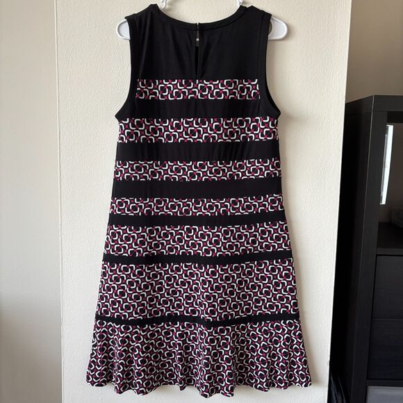 Michael Michael Kors Black and Purple Striped Patterned Tank Dress - Size L - Picture 2 of 6